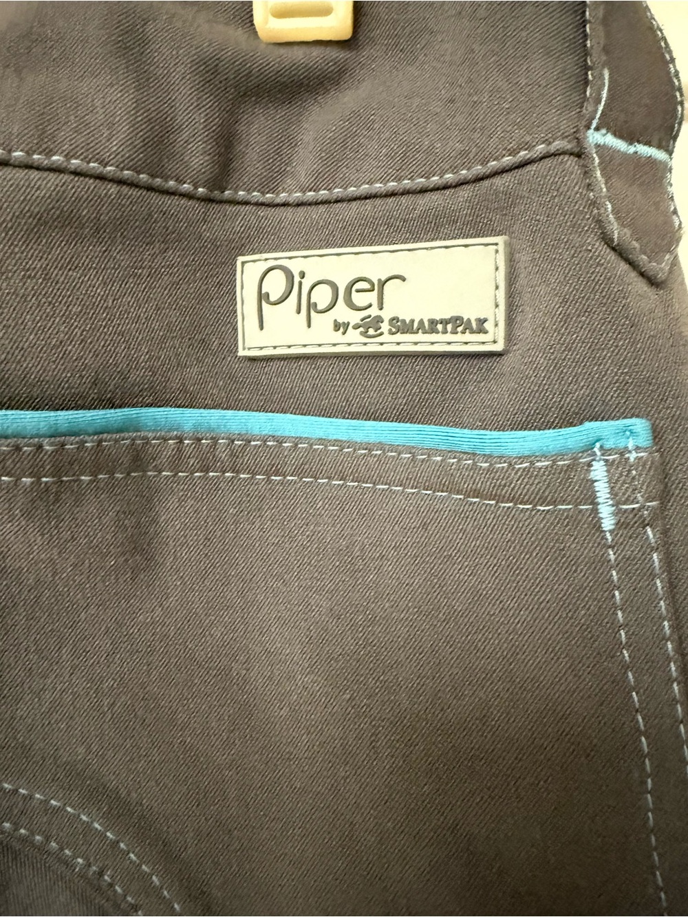 Piper Gray Equestrian Breeches with Teal Stitching - Picture 6 of 7
